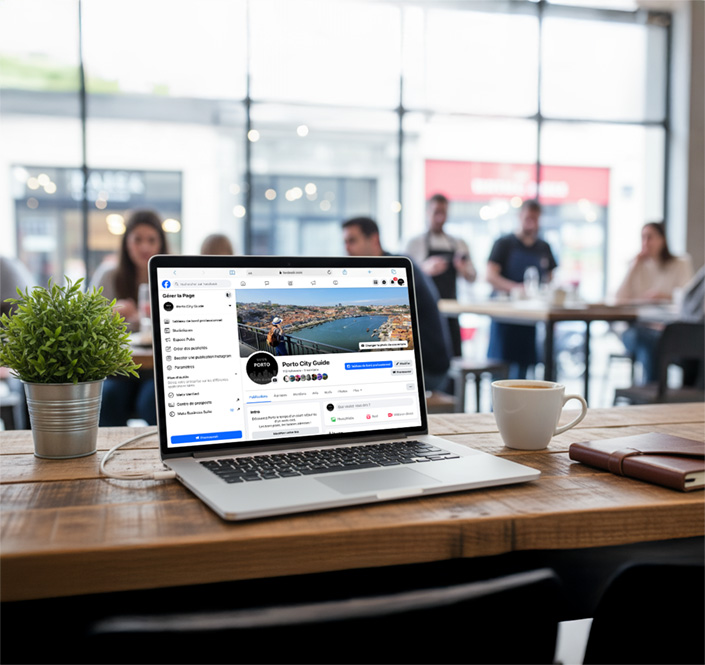 Social Media Travel Guide on computer